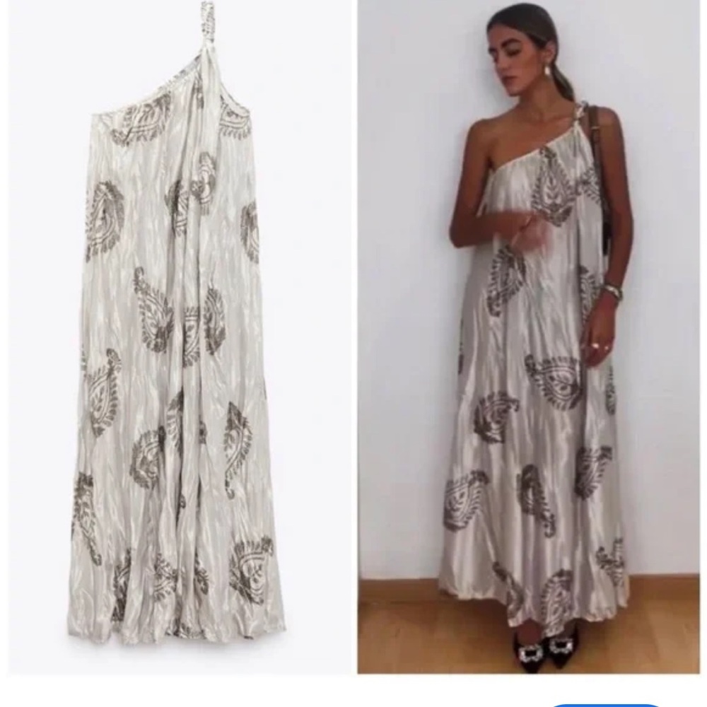 Zara Cream and Brown Floral Dress